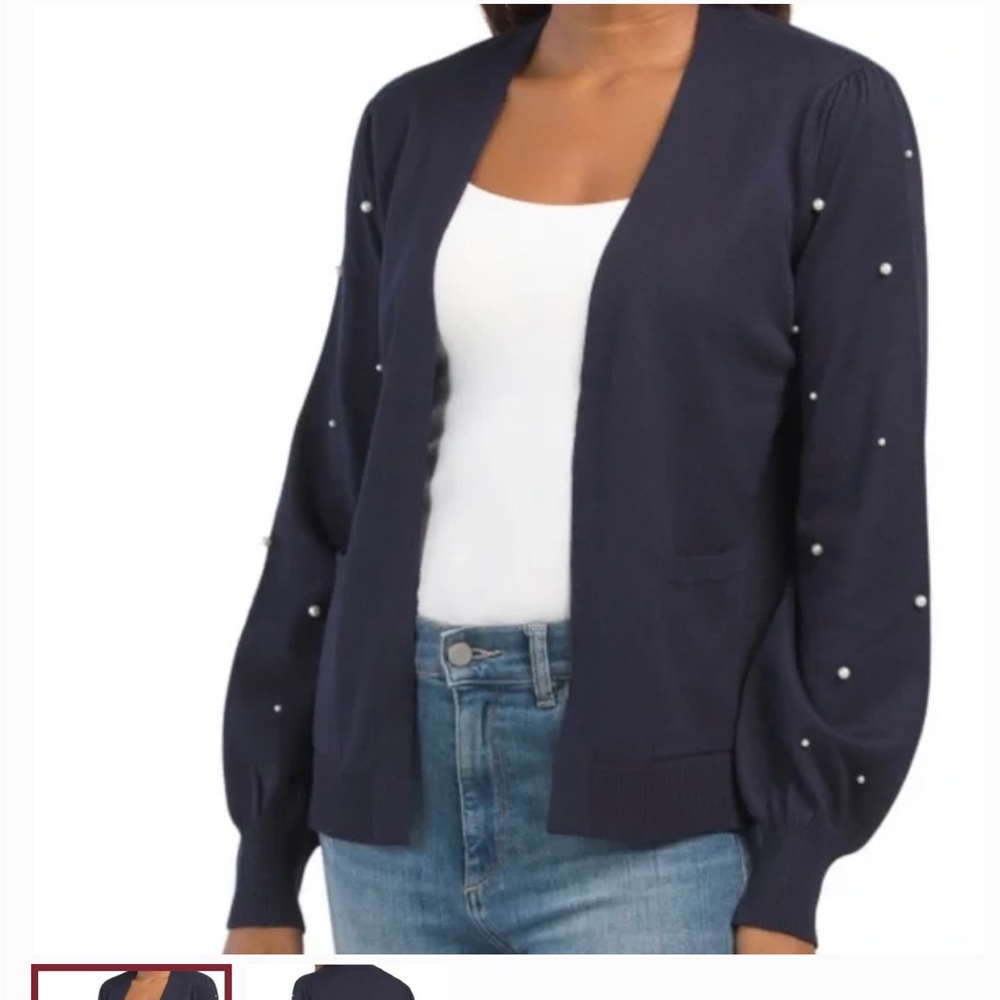 NWT Chole and Jasmine Baltic Blue Cardigan sweater, size Large